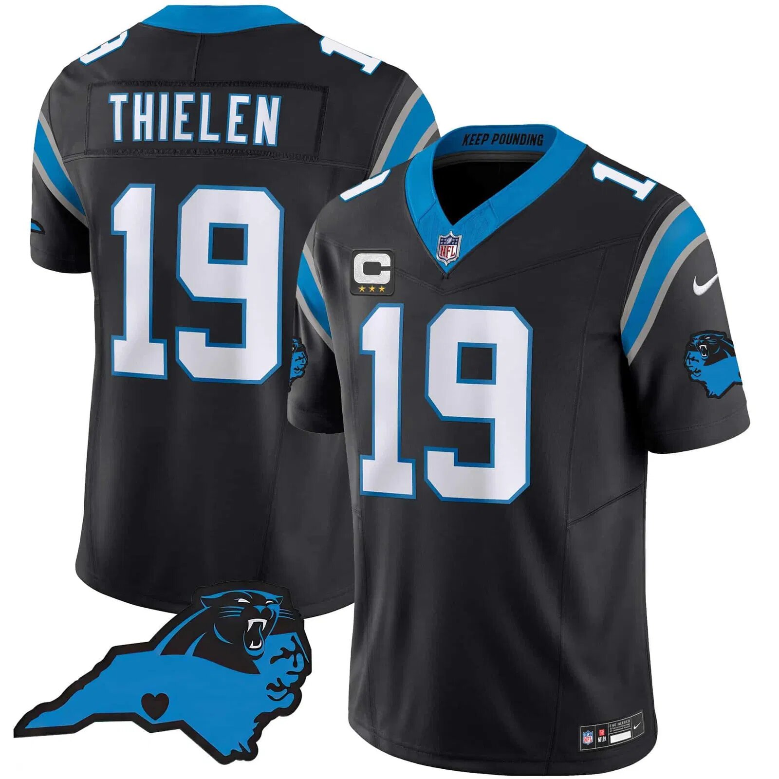 Men Carolina Panthers #19 Thielen Black 2024 Nike Vapor Limited NFL Jersey style 1
